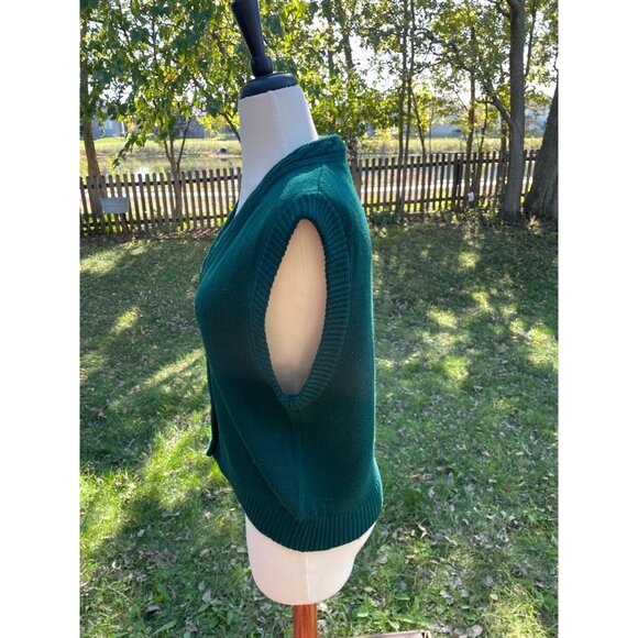 Cardigan Vest Size XL Green Cable Knit Sleeveless 100% Acrylic  K & M Collectio - Picture 3 of 7